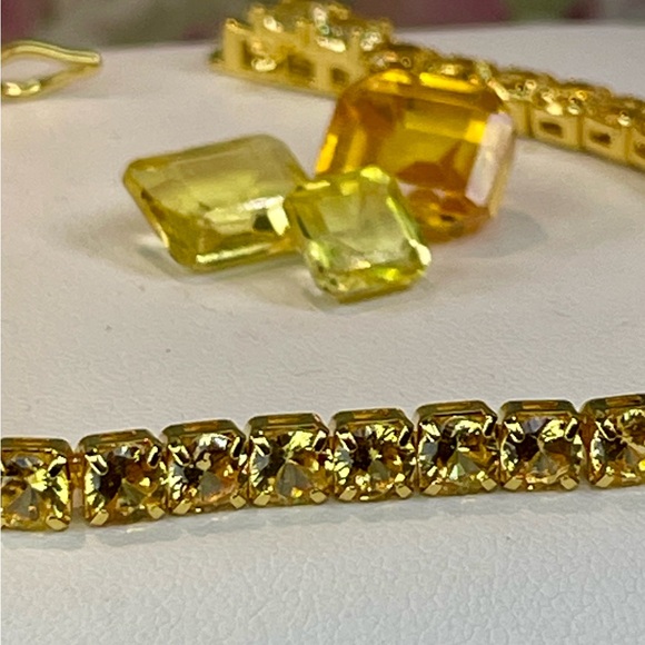 10.5ct Yellow Citrine tennis bracelet 14k Yellow Gold Electroplated on Silver. - Picture 2 of 12